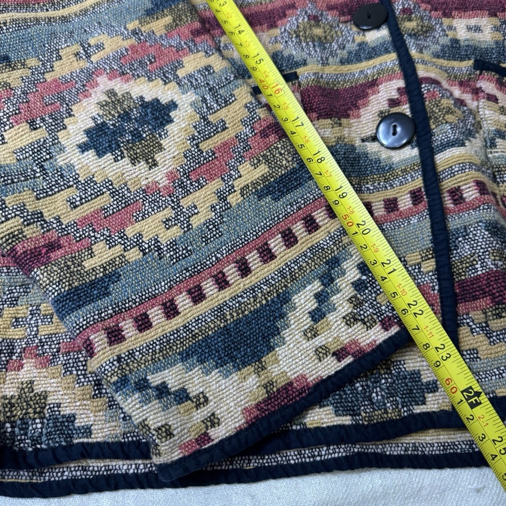 Vintage 90s Southwestern Tapestry Jacket Women's Size L Woven Aztec Tribal Boho - Picture 7 of 8